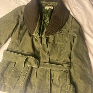 Green corduroy jacket with belt